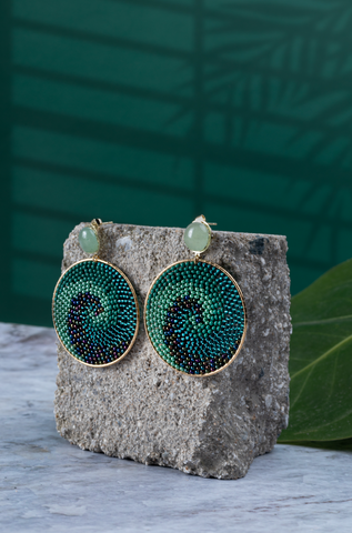 Green spiral earring